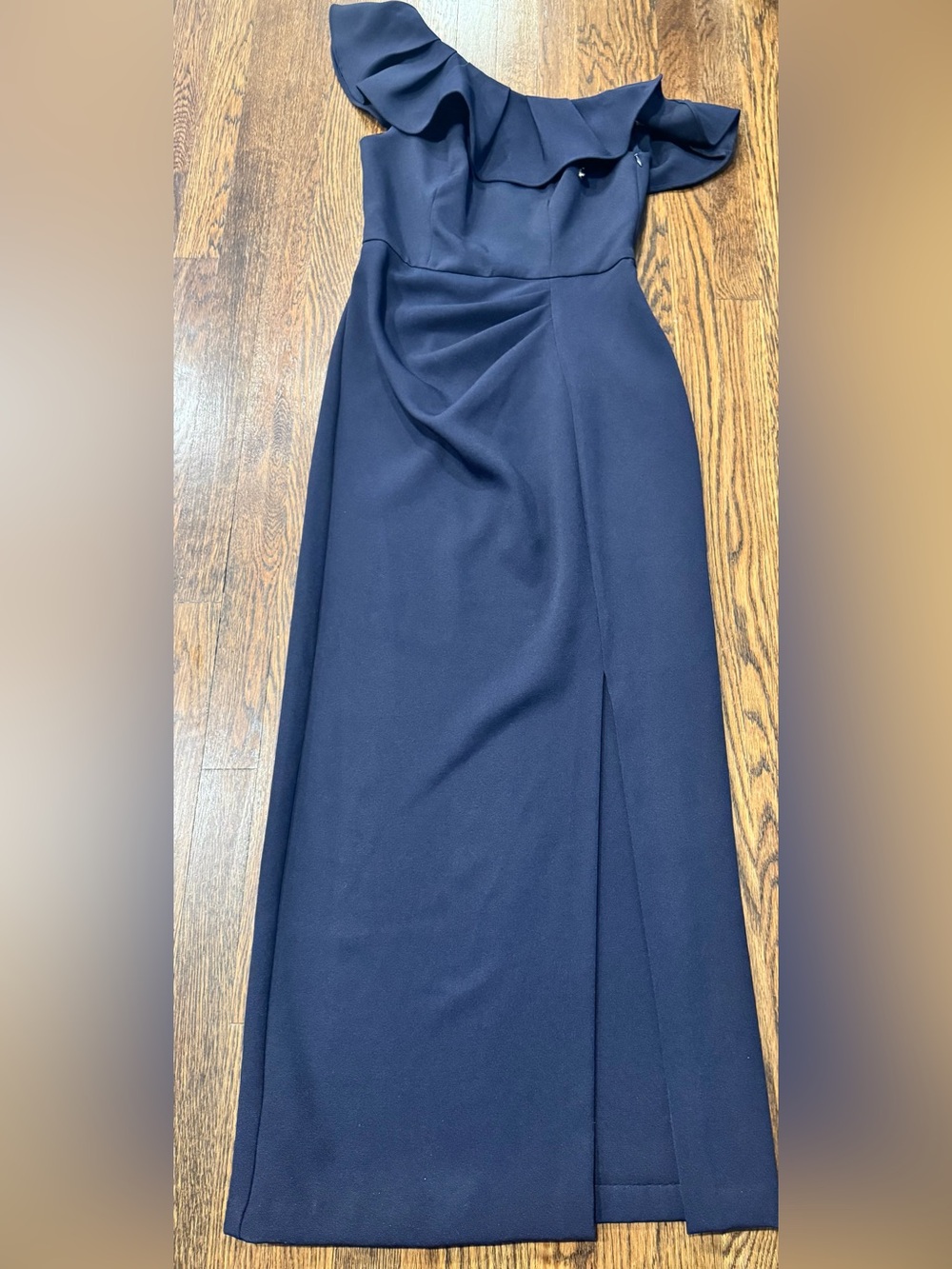 Shoshanna Virginia Midnight One Shoulder Draped Blue Dress Sz 4 Formal Evening